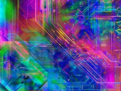 色彩与科技完美融合，彩色霓虹科技动态壁纸